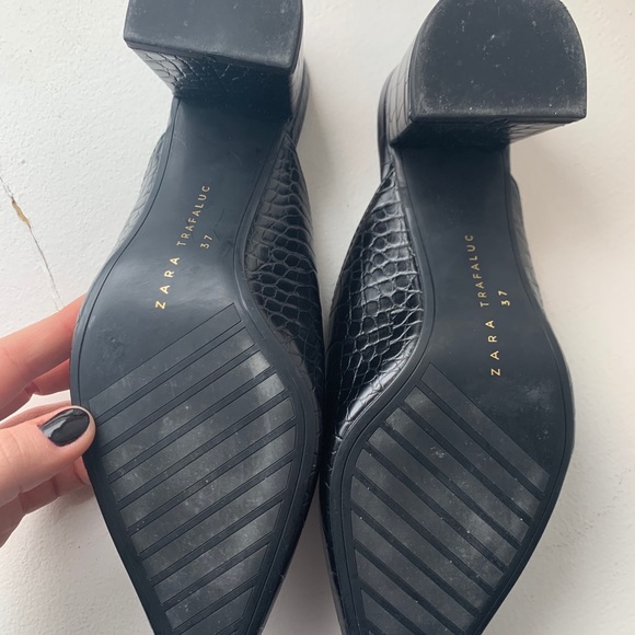 Zara Trafaluc Croc Embossed Point Toe Mule - Picture 3 of 7
